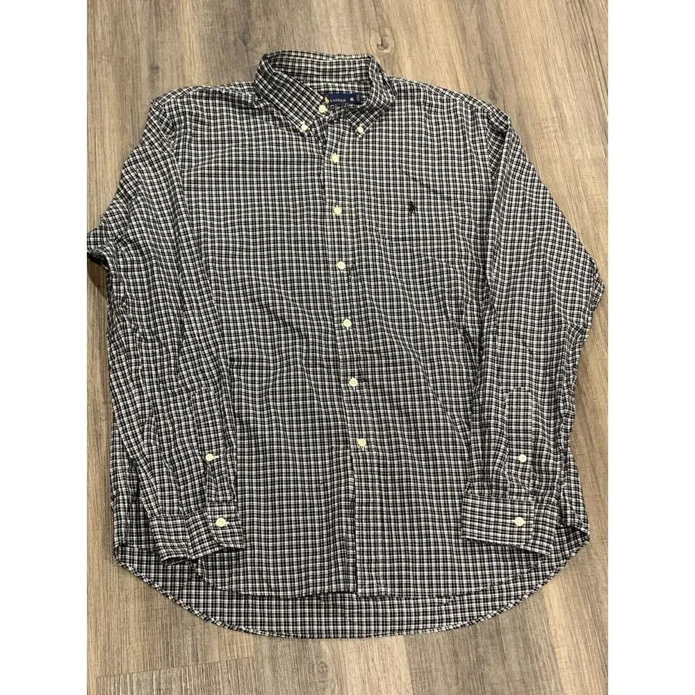 Ralph Lauren Long Sleeve Button Down Men's Size XL‎ Plaid Gingham Check